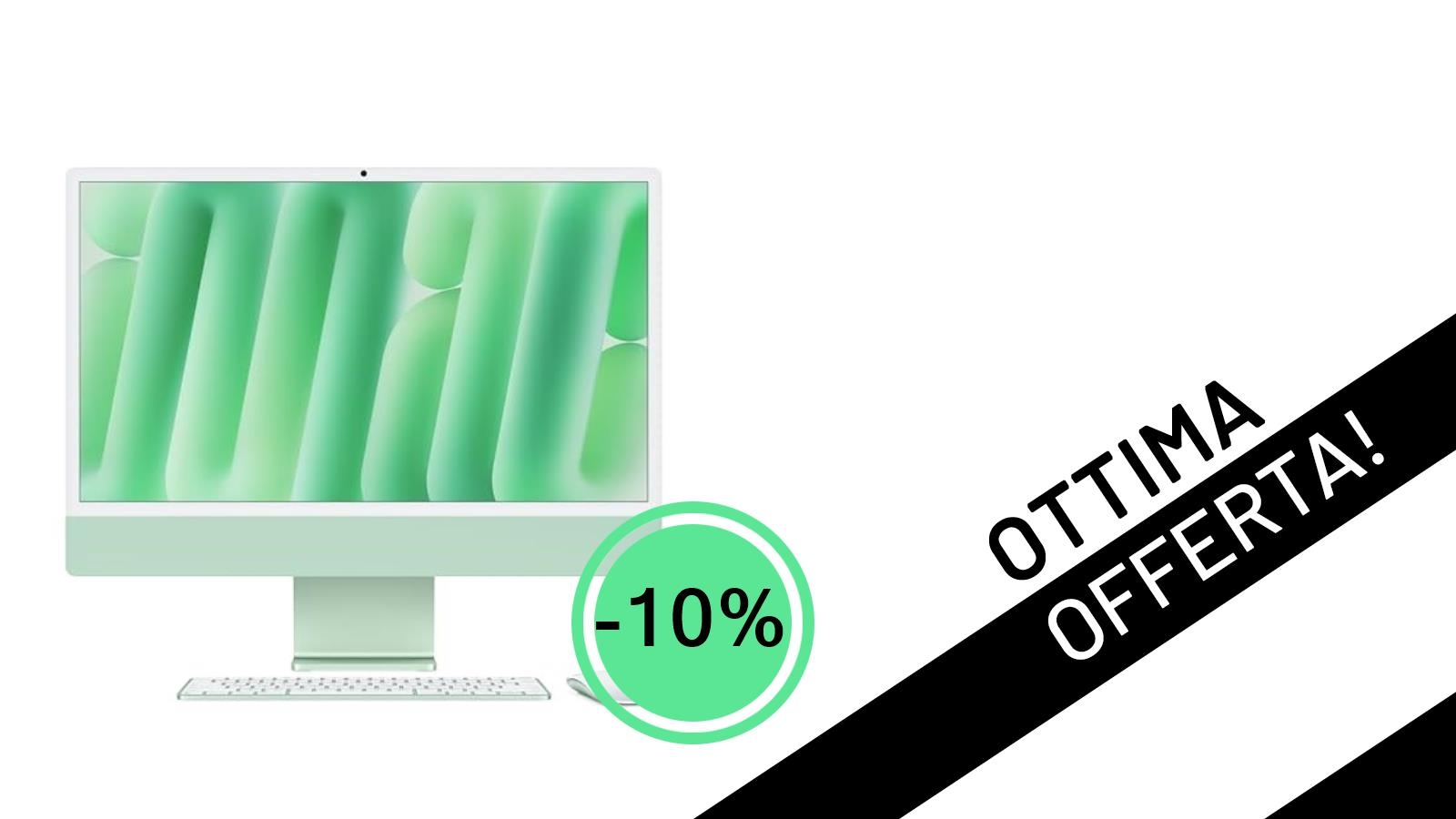 Offerta Imperdibile: L'Apple iMac M4 Verde con Chip M4 e Display Retina 24'' Scontato del 10%!
