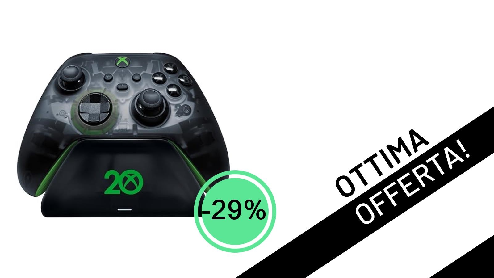 Razer Base di Ricarica Rapida per Xbox: l'Edizione 20th Anniversary Scontata del 29% a soli 45,35€!