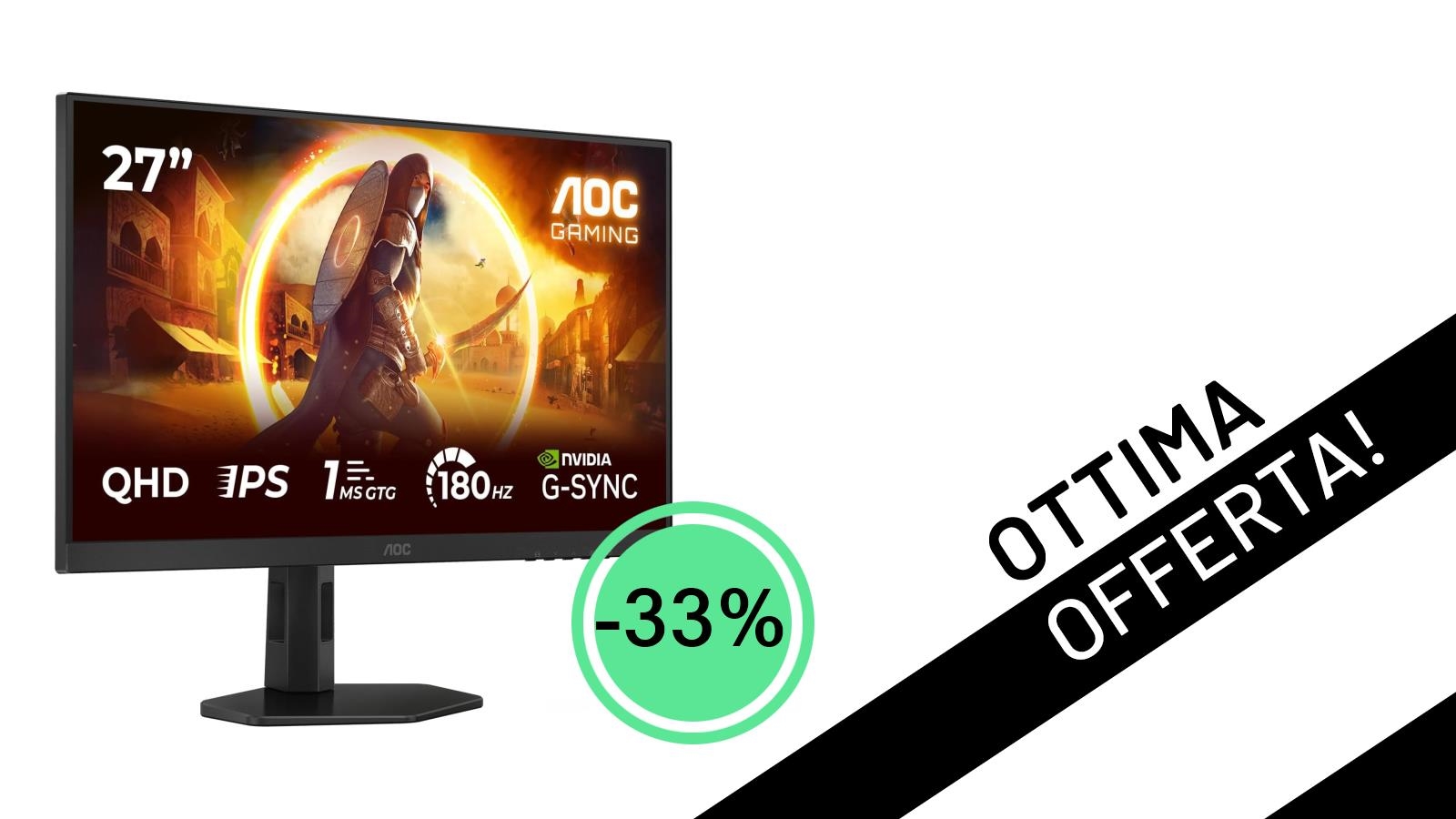Affare incredibile! Monitor Gaming AOC Q27G4XD 27" WQHD 180Hz a soli 139€: un'occasione da non perdere!