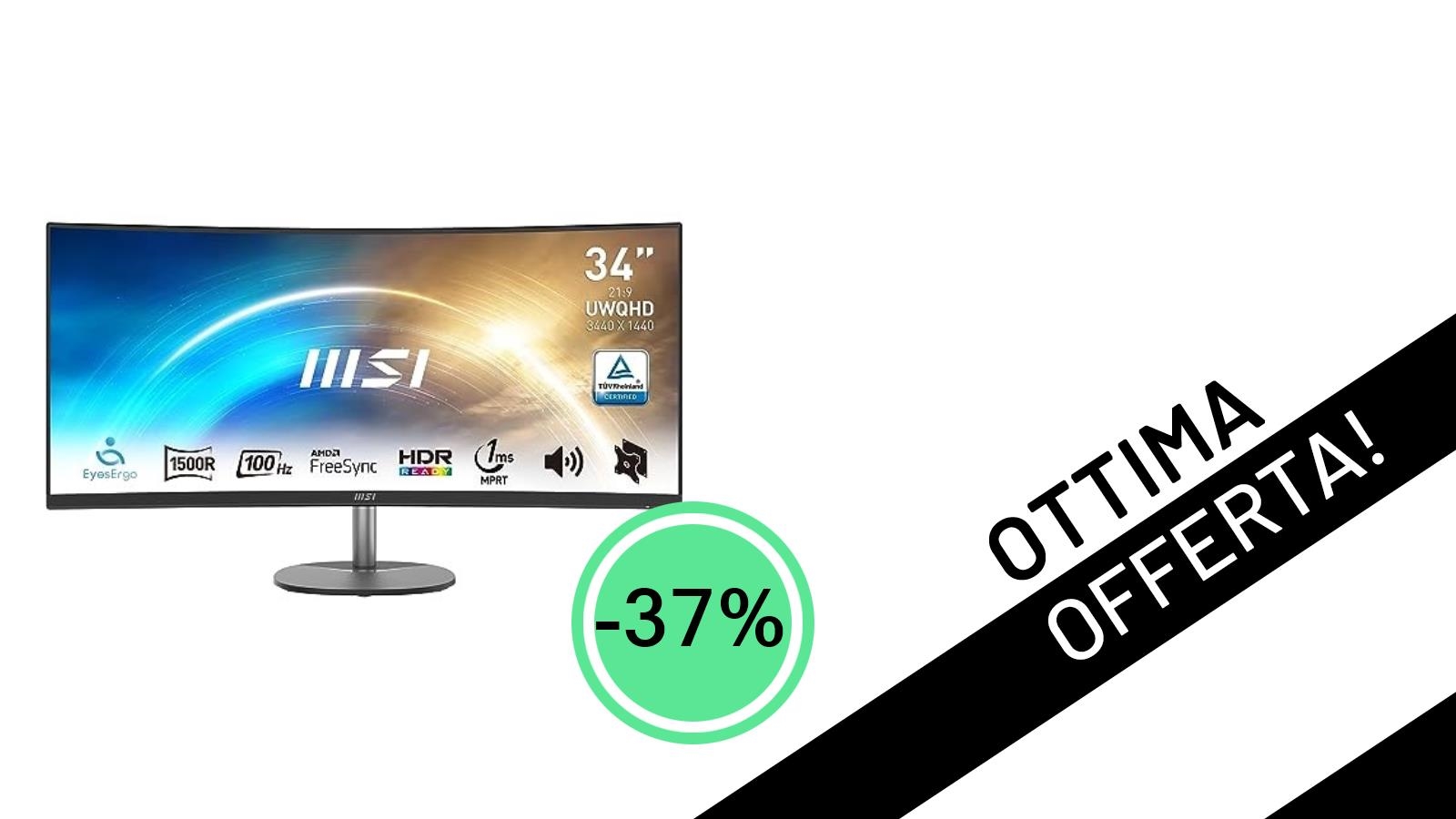 Monitor Curvo MSI 34" UWQHD: L'Affare Imperdibile a Soli 250€ con il -37% di Sconto!