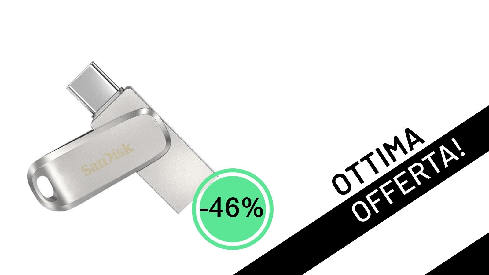 SanDisk Ultra Dual Drive Luxe 64GB: La Chiavetta USB Definitiva Scontata del 46% a Soli 18,14€!