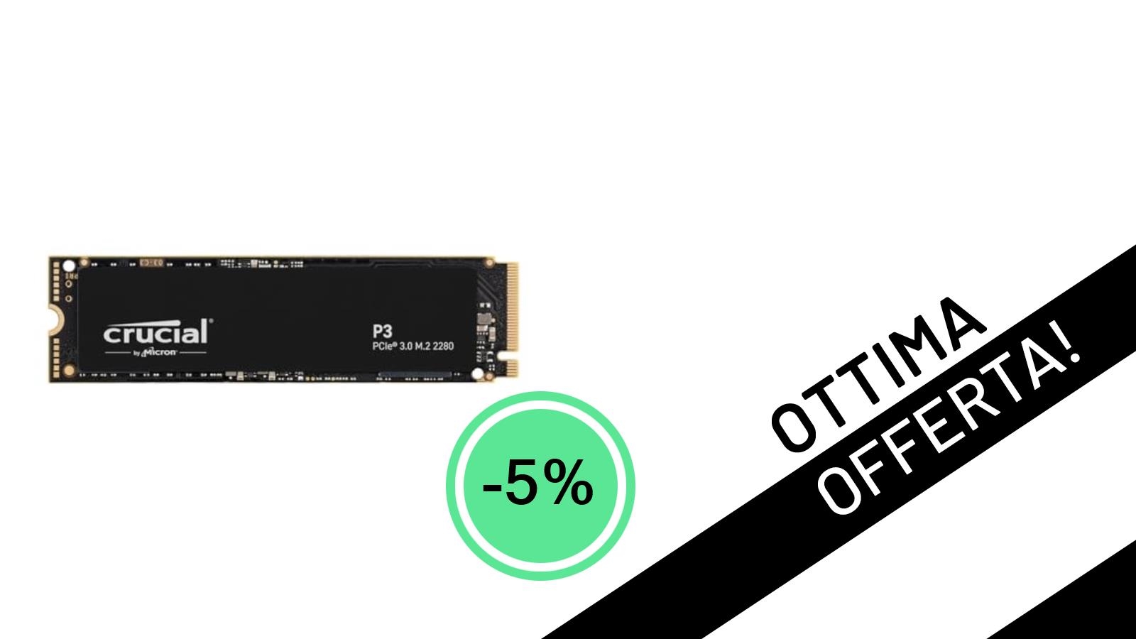 Crucial P3 1TB NVMe: Velocità Fulminea e Spazio Illimitato a un Prezzo Irripetibile!