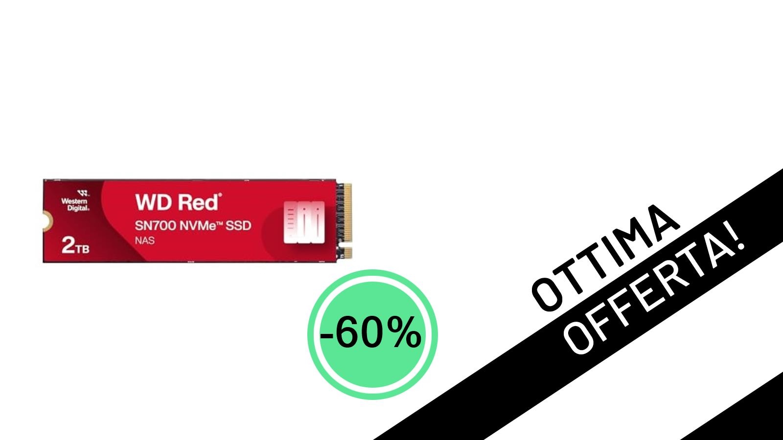 L'SSD NVMe WD Red SN700 da 2TB per NAS è in offerta al minimo storico con uno sconto incredibile del 60%!