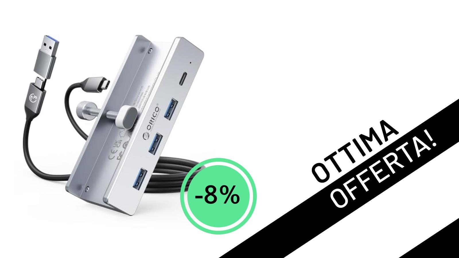 ORICO Hub USB 3.0: Massima Connettività in Alluminio, Ora Scontato del -8% a 19,98€!